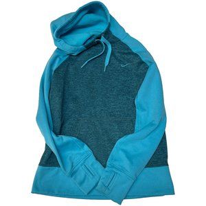Nike Therma Fit Hoodie Womens Medium Light Teal Pullover with Thumb holes